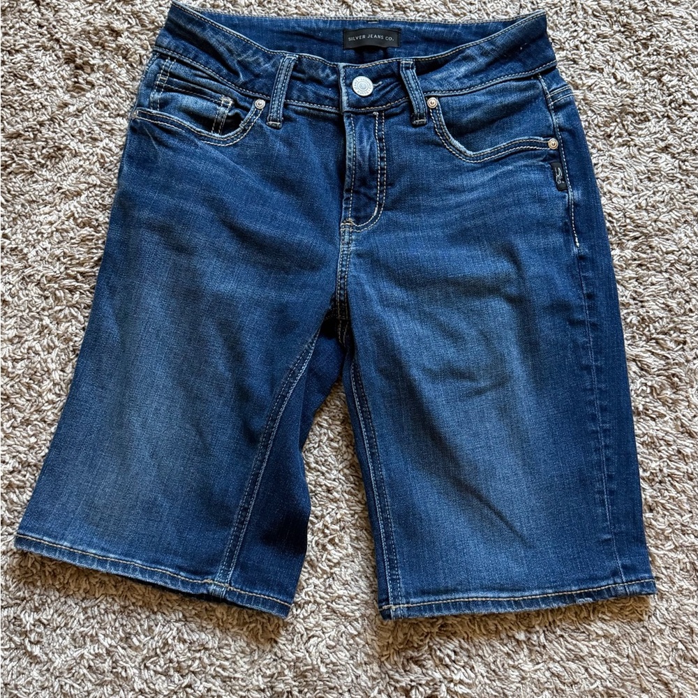 Silver Denim Bermuda Shorts
